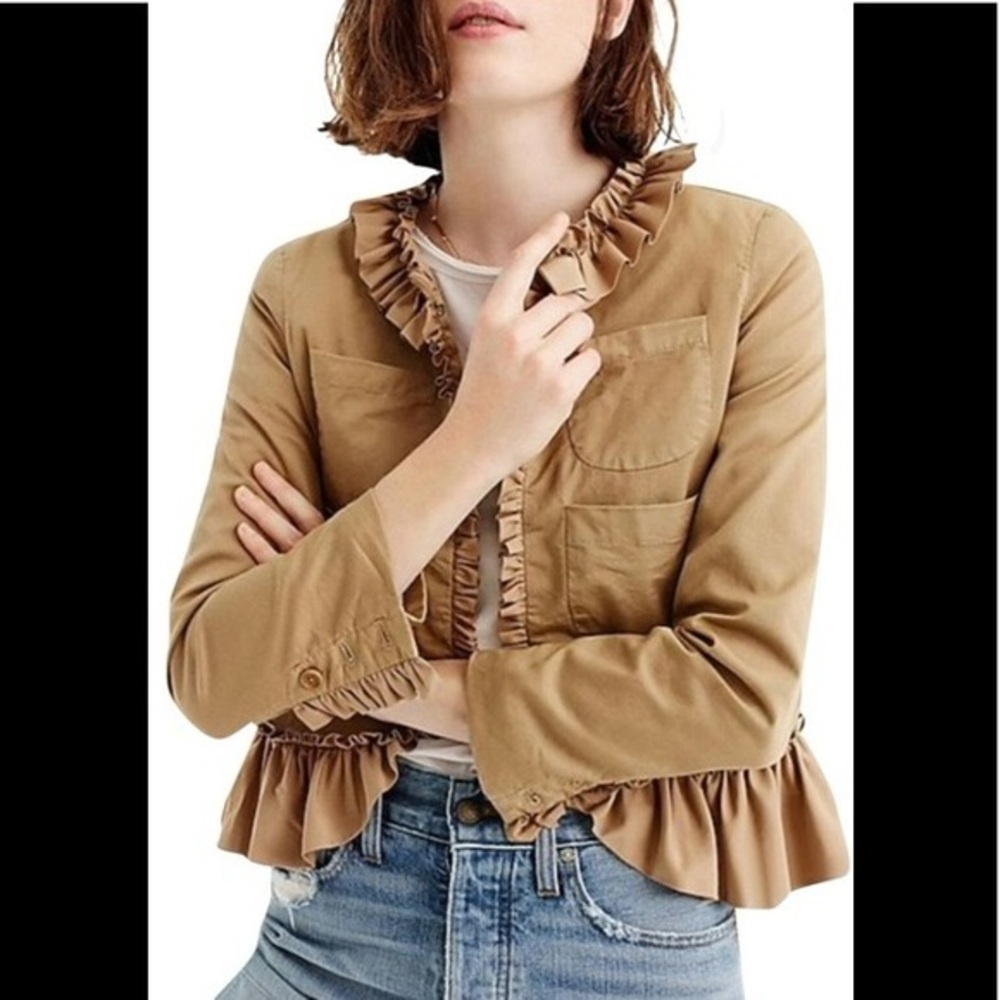 J.Crew Tan Ruffled Jacket, size 10 - Picture 9 of 11